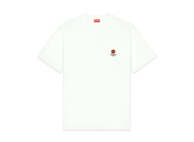 KENZO 'BOKE FLOWER' CREST ON POCKET T-SHIRT MENS "Off White"