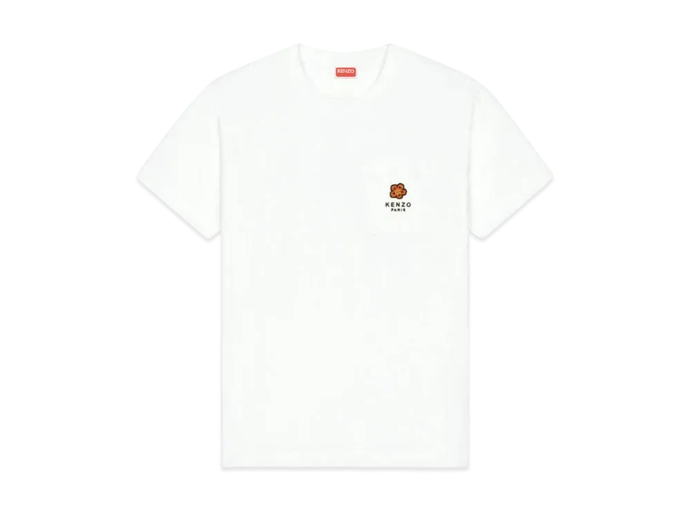 KENZO 'BOKE FLOWER' CREST ON POCKET T-SHIRT WOMENS "Off White"