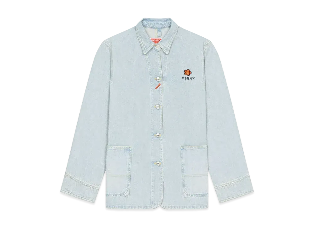 KENZO Women's 'BOKE FLOWER' CREST DENIM WORKWEAR JACKET "Sky Blue"