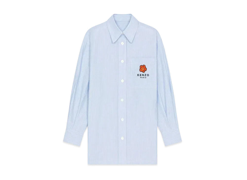 KENZO Women's 'BOKE FLOWER' CREST ON POCKET OVERSIZE SHIRT "Sky Blue"
