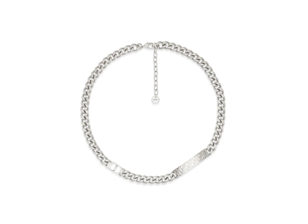Dior Chain Link Necklace Oblique "Silver"