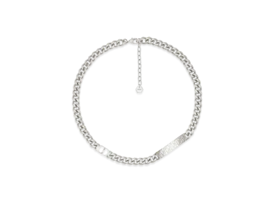 Dior Chain Link Necklace Oblique "Silver"