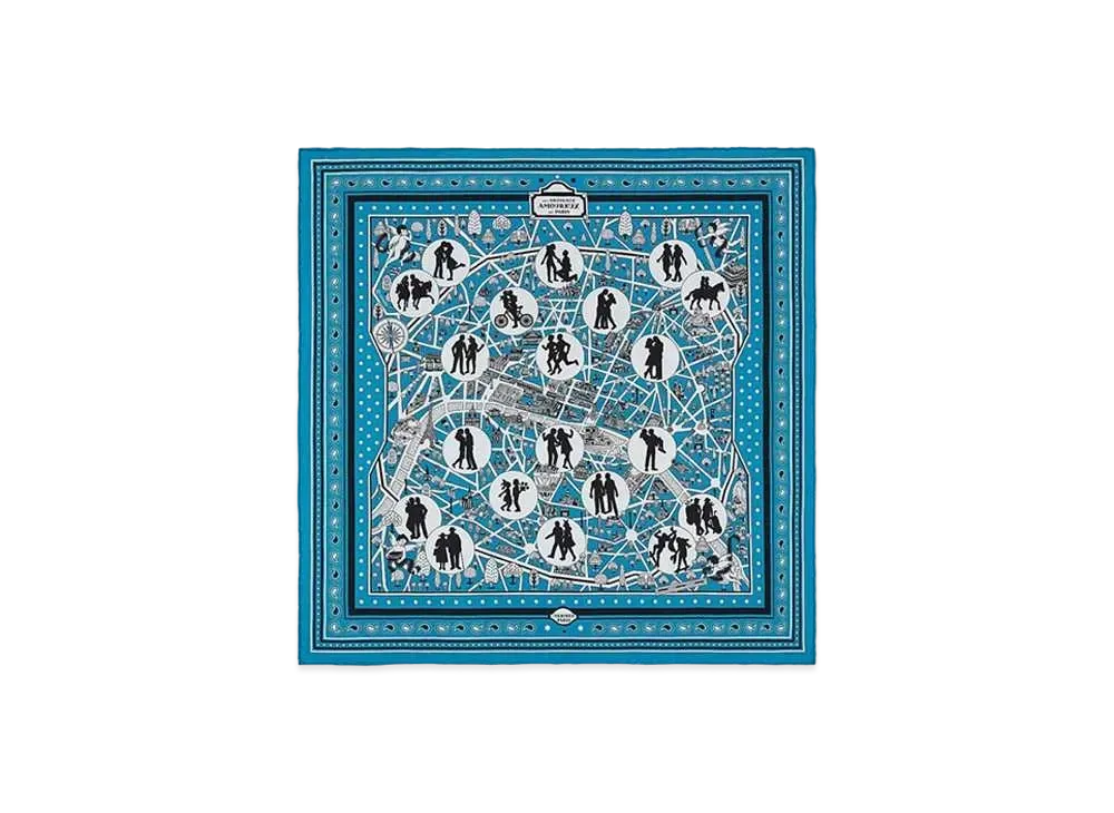 Bandana 55パリの恋人たち ネイビー 新品未使用 エルメス バンダナ 55 新・パリの恋人 