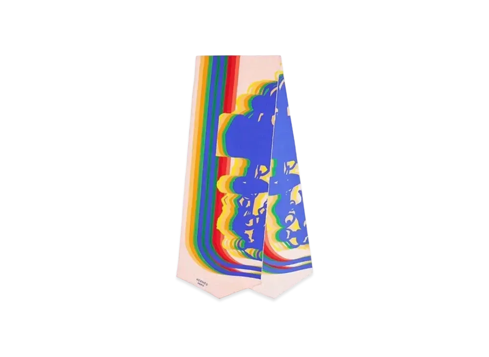 Hermes Brides de GalaShadow Silk Muffler "Rose Poudre/Bleu Royal/Vert"