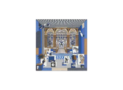 Hermes Grand Theatre Nouveau Scarf 90 "Bleu Royal/Mordore/Blanc"