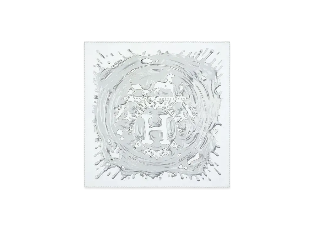 Hermes Peinture Fraiche Scarf 45 "Blanc/Gris Perle"