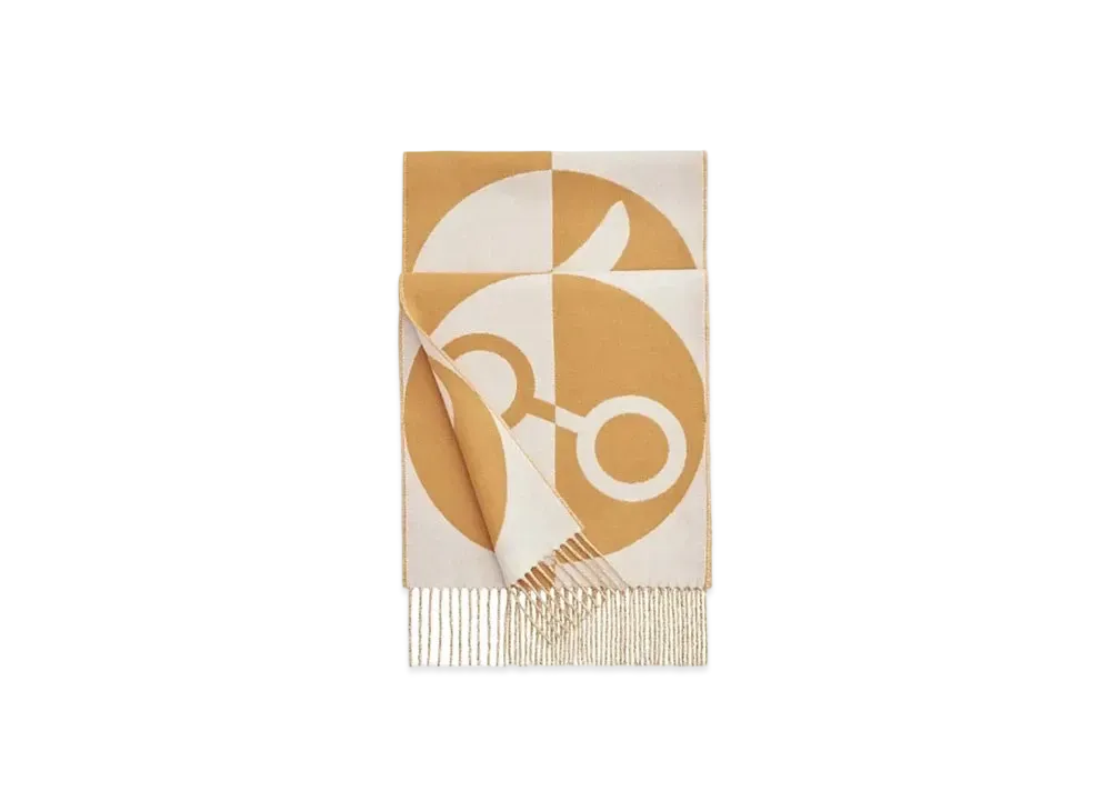 Hermes Casaque Charms Muffler "Tabac/Ivoire"