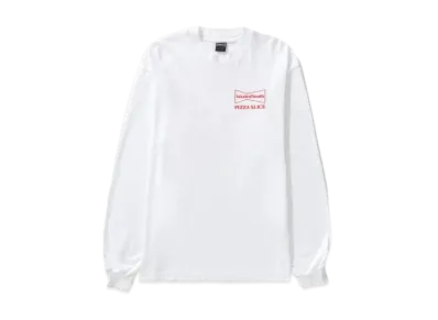 Wasted Youth x PIZZA SLICE LONG SLEEVE T-SHIRT (With Button Badge) "White/Red" / VERDY