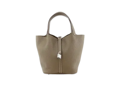 Hermes Picotin Lock 22/MM Taurillon Clemence "Etoupe/Silver"