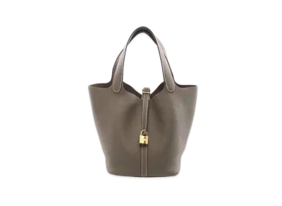 Hermes Picotin Lock 22/MM Taurillon Clemence "Etoupe/Gold"