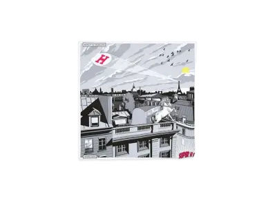 Hermes Minuit Au Faubourg Scarf 70 "Blanc/Gris/Noir"
