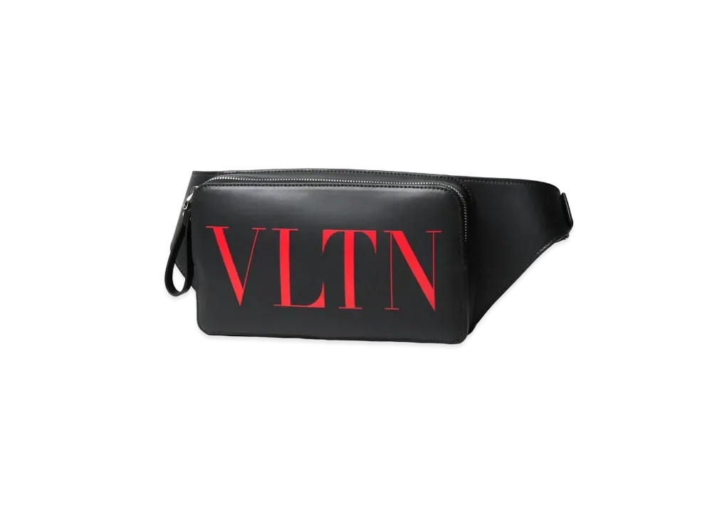 Valentino VLTN Leather Belt Bag "Black/Red"