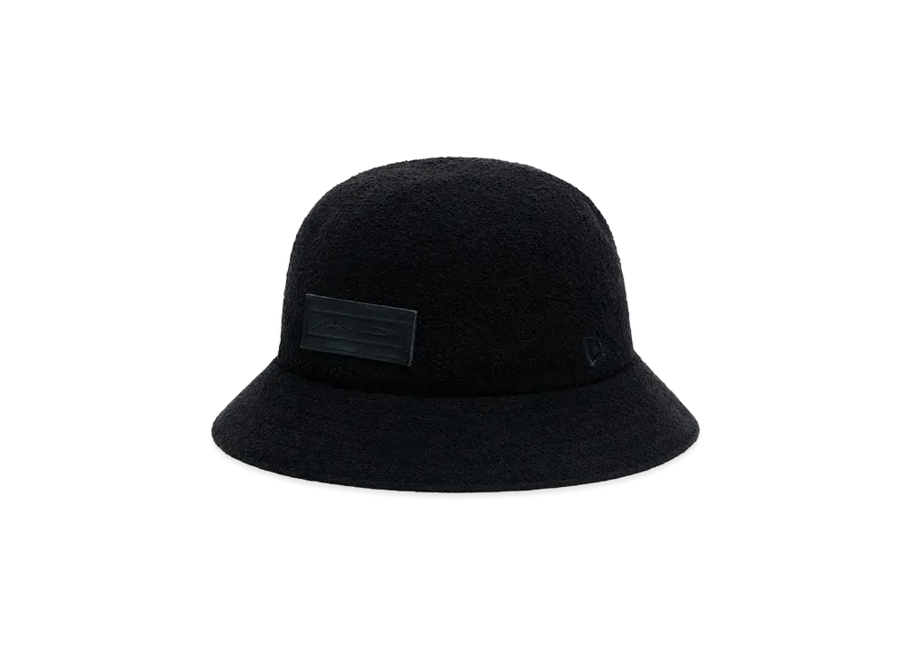 Yohji Yamamoto NEW ERA BLACK KNIT BUCKET01- TROPICAL LEATHER PATCH "Black"