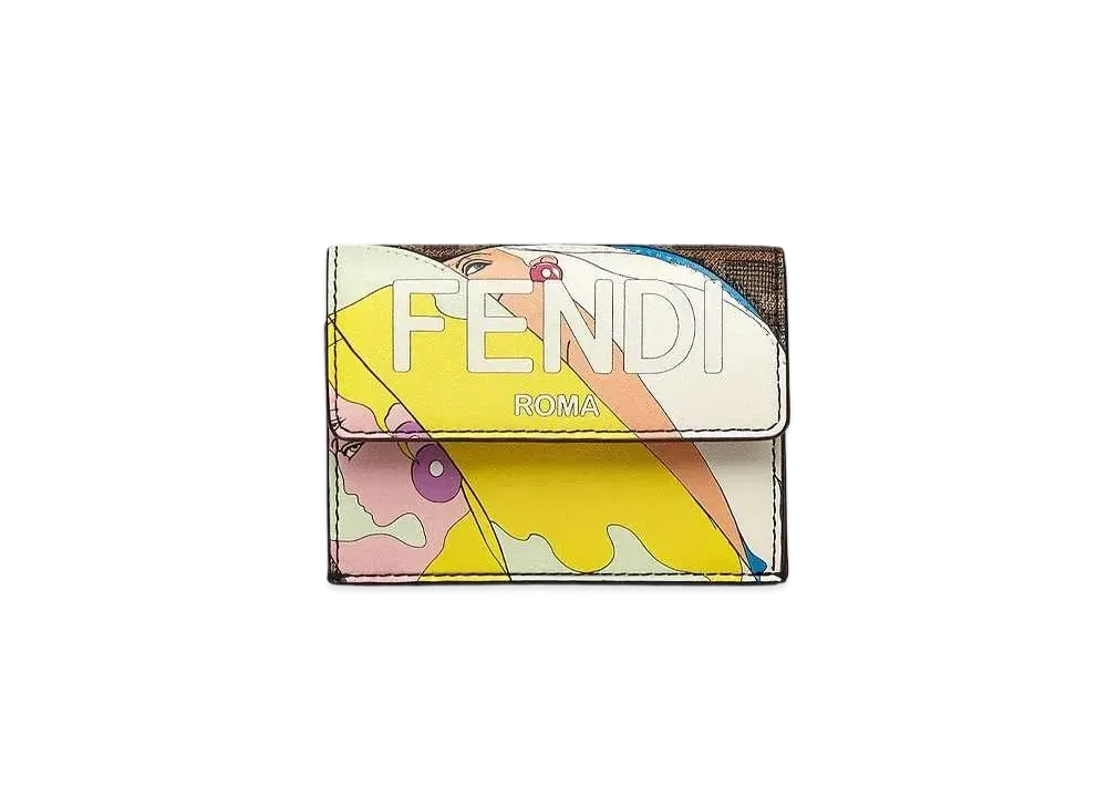 FENDI Micro Tri-Fold Fabric Wallet "Brown"