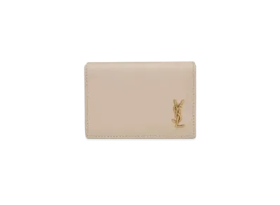 SAINT LAURENT Tiny Monogram Origami Tiny Wallet Grain Leather "Cream"
