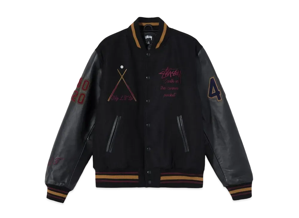 Stussy 40TH ANNIVERSARY IST VARSITY JACKET "Black"