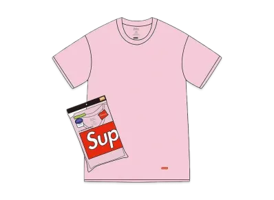 Supreme x Hanes Tagless Tees (2 Pack) "Pink" (21FW)