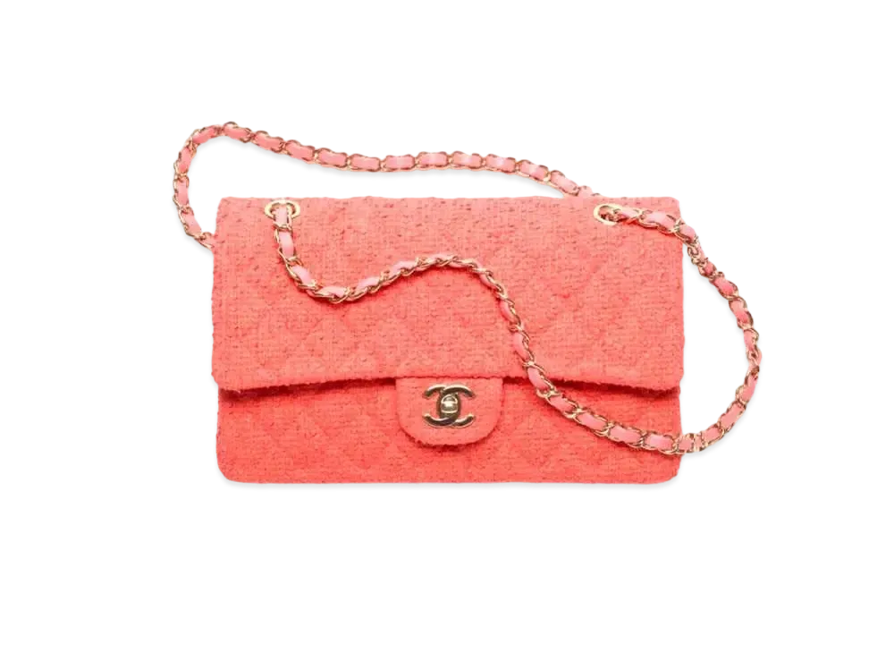 CHANEL Classic Hand Bag Tweed "Coral"