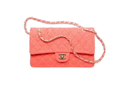 CHANEL Classic Hand Bag Tweed "Coral"