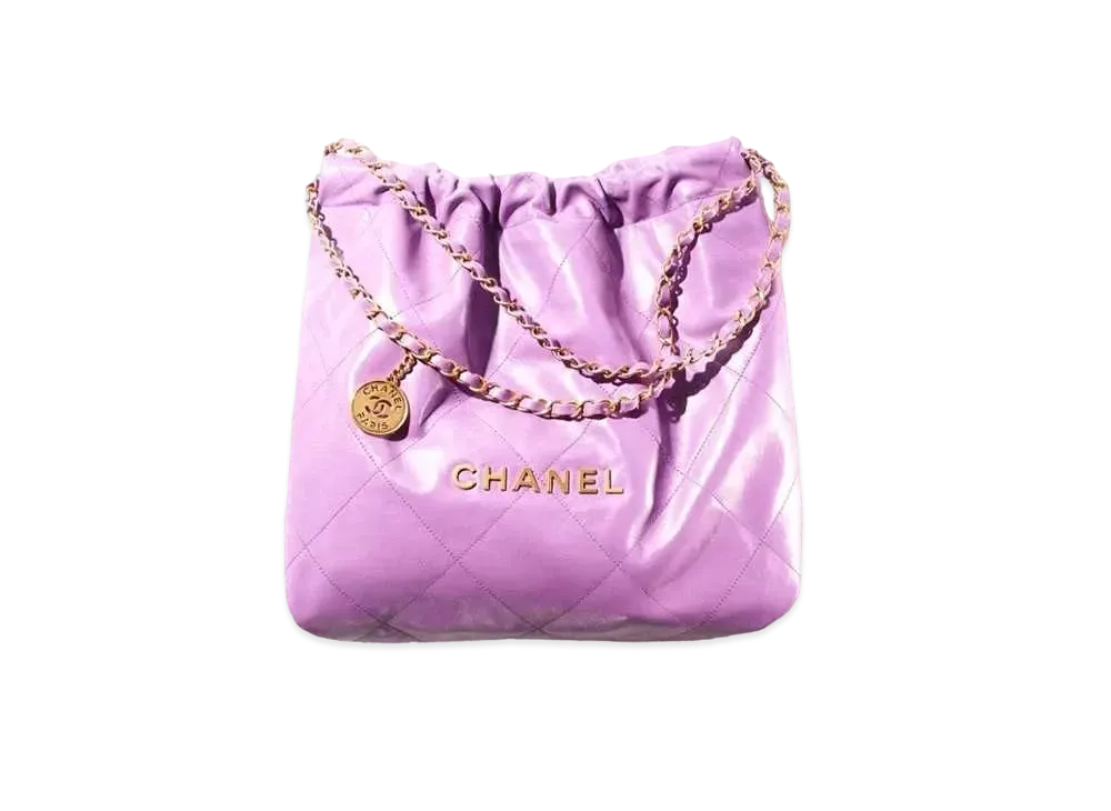 CHANEL 22 Hand Bag Shiny Calfskin "Purple/Gold"