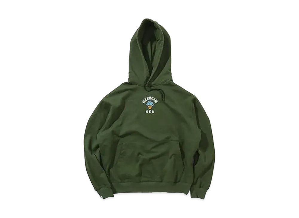 WIND AND SEA x ICECREAM COTTON HOODIE (CREAM) "Olive Drab"