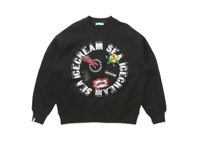 WIND AND SEA x ICECREAM COTTON SWEAT SHIRT (CIRCLE) "Black"