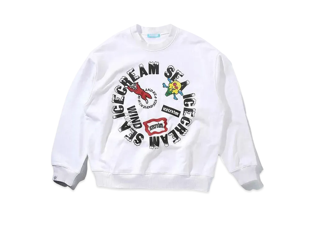 WIND AND SEA x ICECREAM COTTON SWEAT SHIRT (CIRCLE) "White"