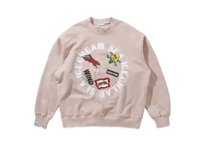 WIND AND SEA x ICECREAM COTTON SWEAT SHIRT (CIRCLE) "Beige"