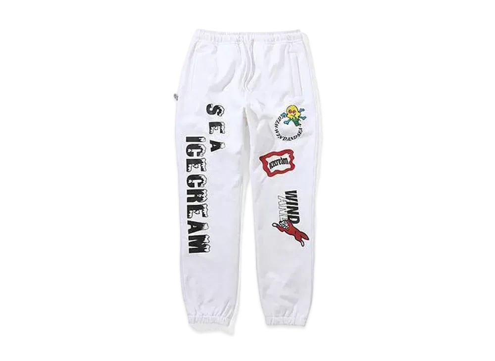 WIND AND SEA x ICECREAM COTTON SWEAT PANTS (ICE&SEA) "White"