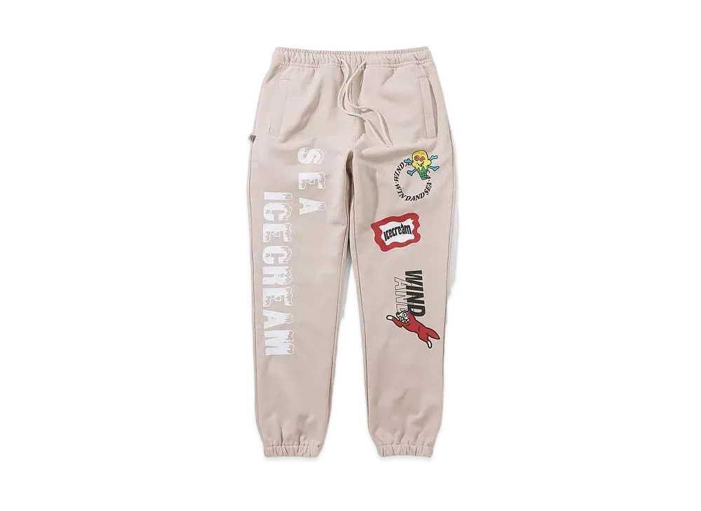WIND AND SEA x ICECREAM COTTON SWEAT PANTS (ICE&SEA) "Beige"