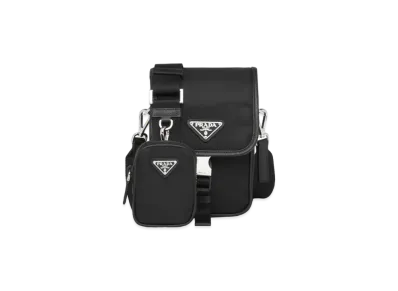 PRADA Re-Nylon and Saffiano Leather Shoulder Bag "Black"