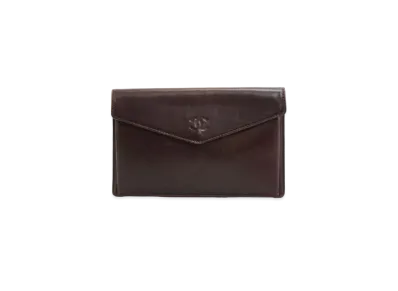 CHANEL Coco Mark Lambskin Envelope Wallet "Brown"