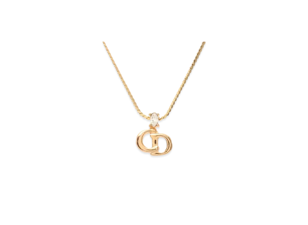 ディオール CD ロゴ ラインストーン ネックレス "ゴールド"