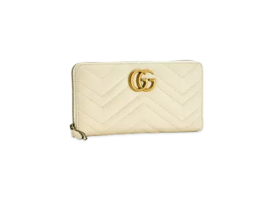 GUCCI GG Marmont Zip Around Wallet "White"