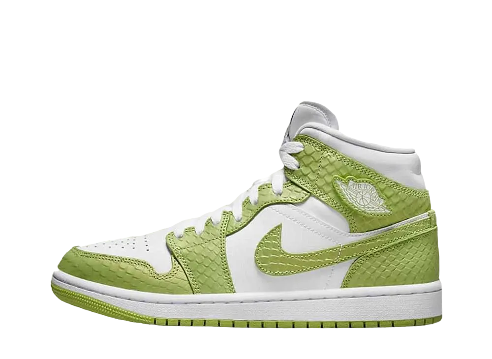 Nike Women's Air Jordan 1 Mid SE "Vivid Green Snakeskin"