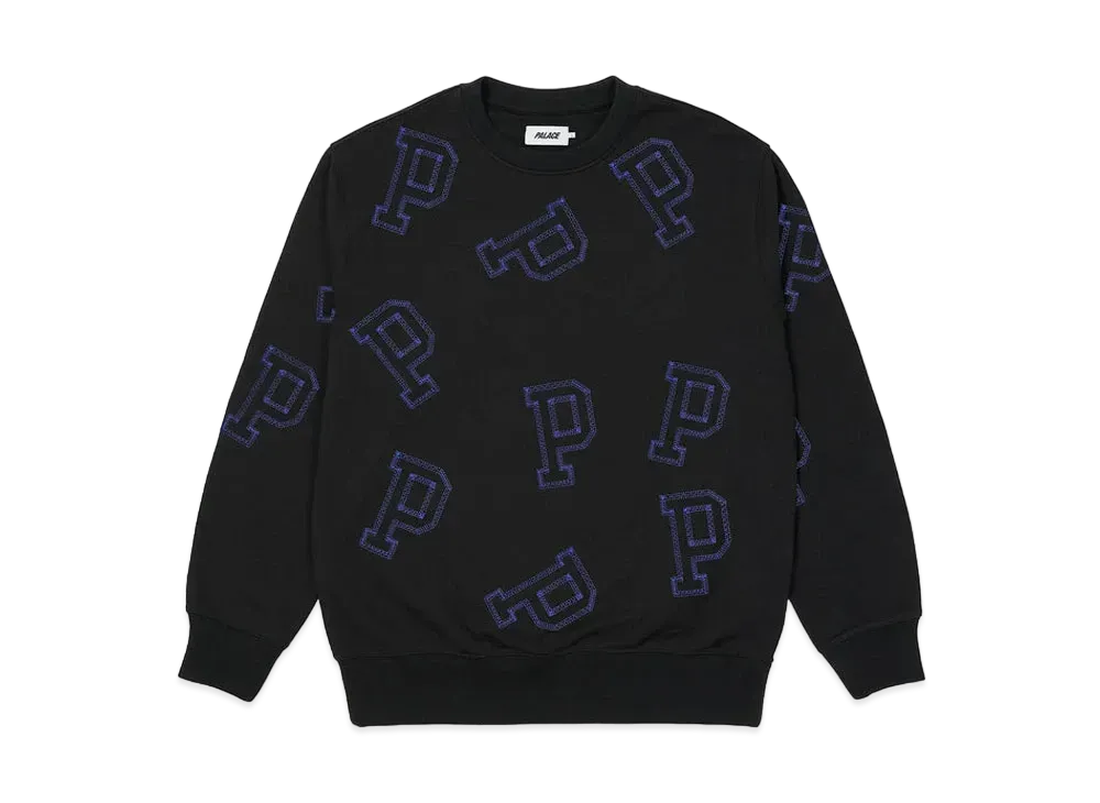 PALACE MULTI P FLATLOCK CREW "Black"