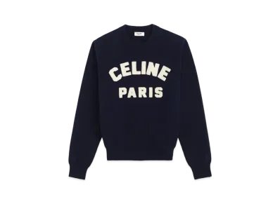 CELINE Flock Crewneck Sweater "Navy"