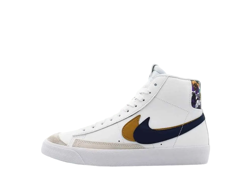 ナイキ GS ブレーザー ミッド 77 SE ダブル スウッシュ "ホワイト ブルー ボイド メタリック ゴールド"