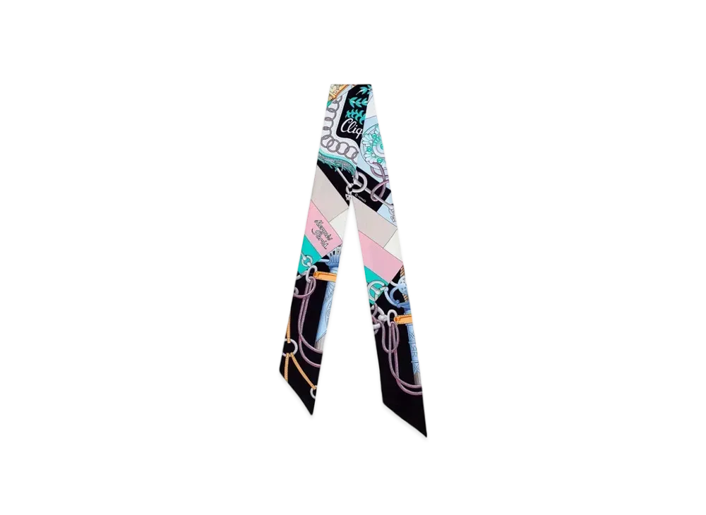 Hermes Cliquetis Twilly "Noir/Rose/Menthol"