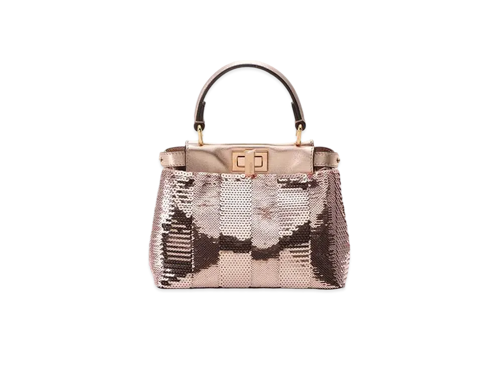 FENDI Peekaboo XS Sequins Leather Metalic Pink"