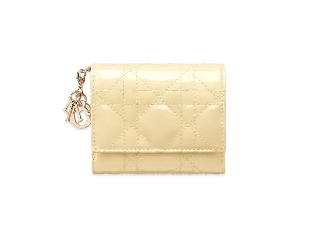 Dior Lady Dior Lotus Wallet "Pale Yellow"