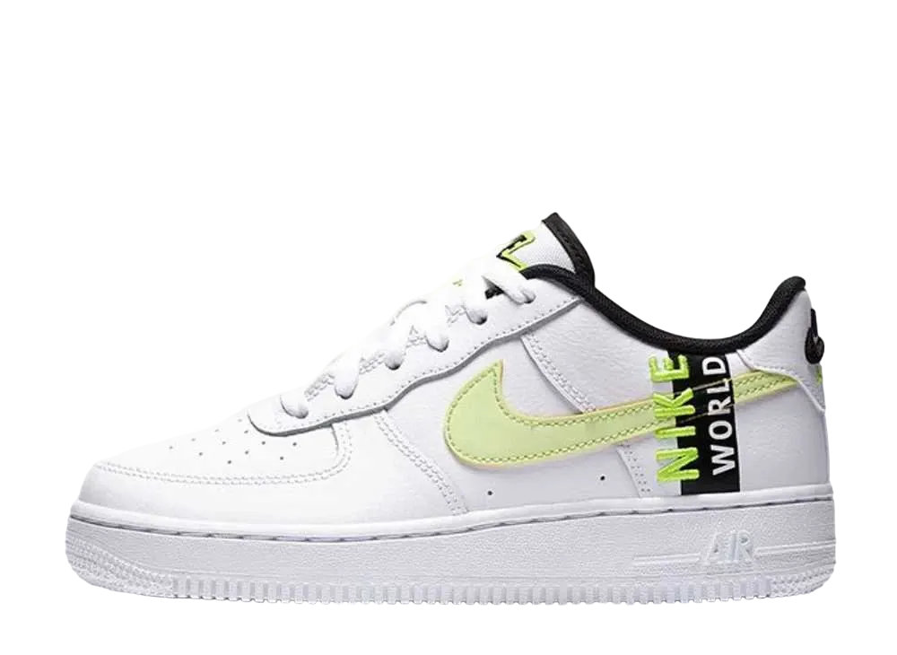 Nike GS Air Force 1 Low "Worldwide White Barely Volt"