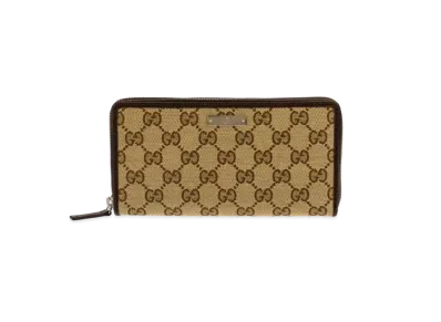 GUCCI GG Canvas Zip Around Wallet "Beige"