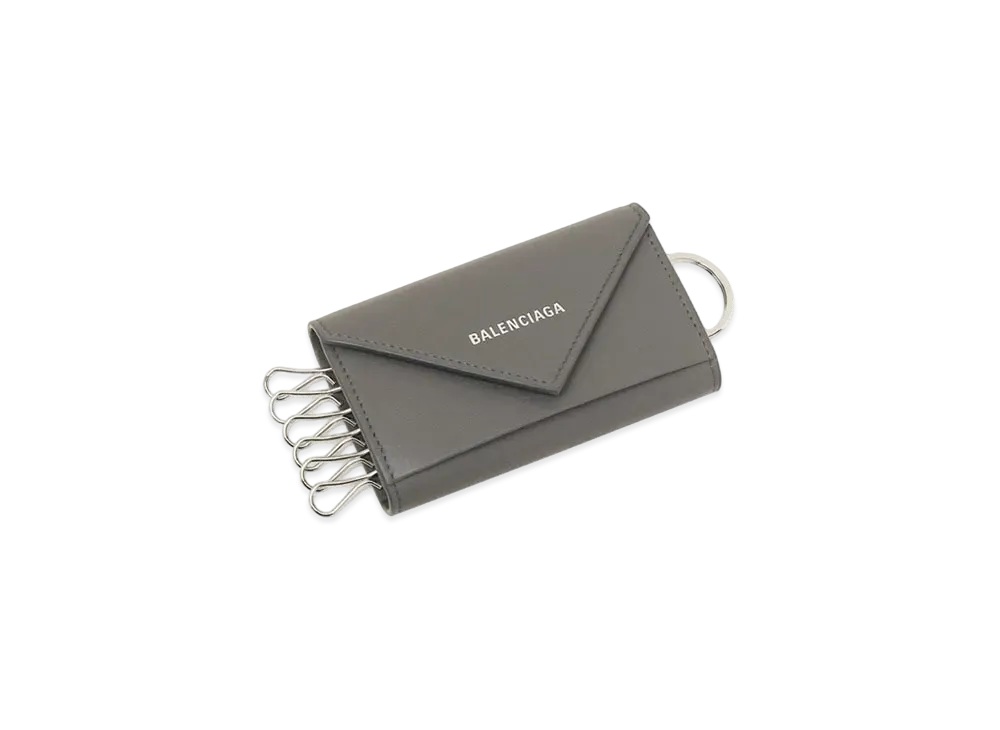 BALENCIAGA Papier Key Case "Gris Acier Fonce"