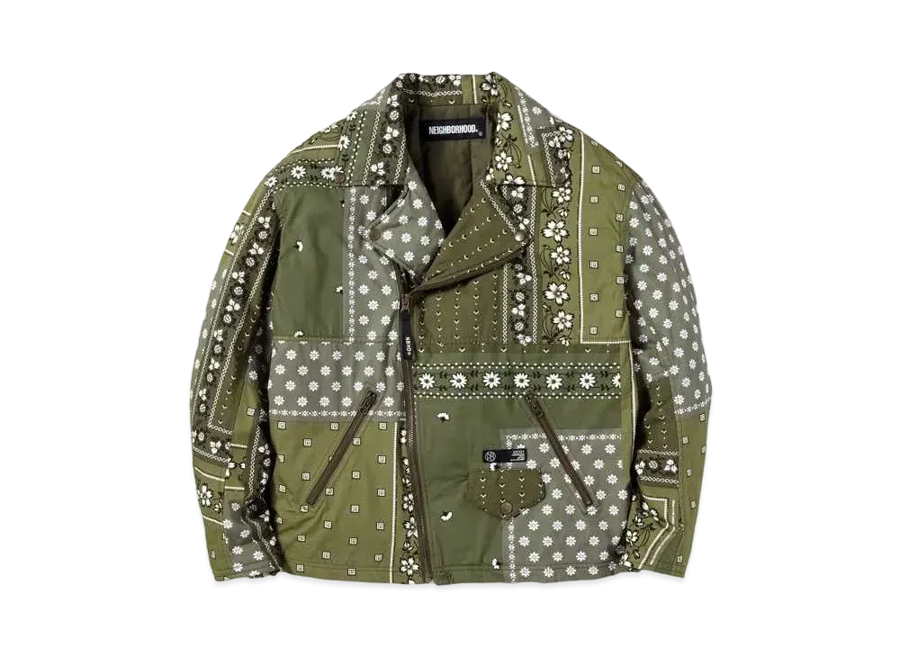 NEIGHBORHOOD BANDANA CHOPPED RIDERS / C-JK "Olive Drab"