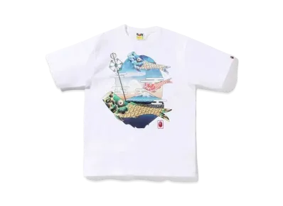 A BATHING APE KOINOBORI CARP FLAGS APE HEAD TEE KIDS キーチェーン 付き "White"