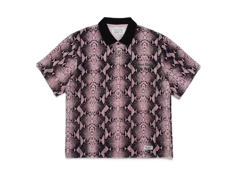 WACKO MARIA PYTHON VELOUR POLO SHIRT "Pink"