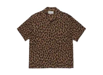 WACKO MARIA LEOPARD OPEN COLLAR SHIRT "Brown"