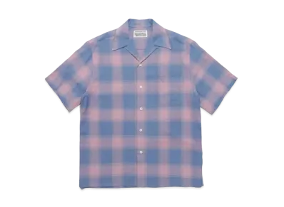 WACKO MARIA CHECK OPEN COLLAR SHIRT "Blue"