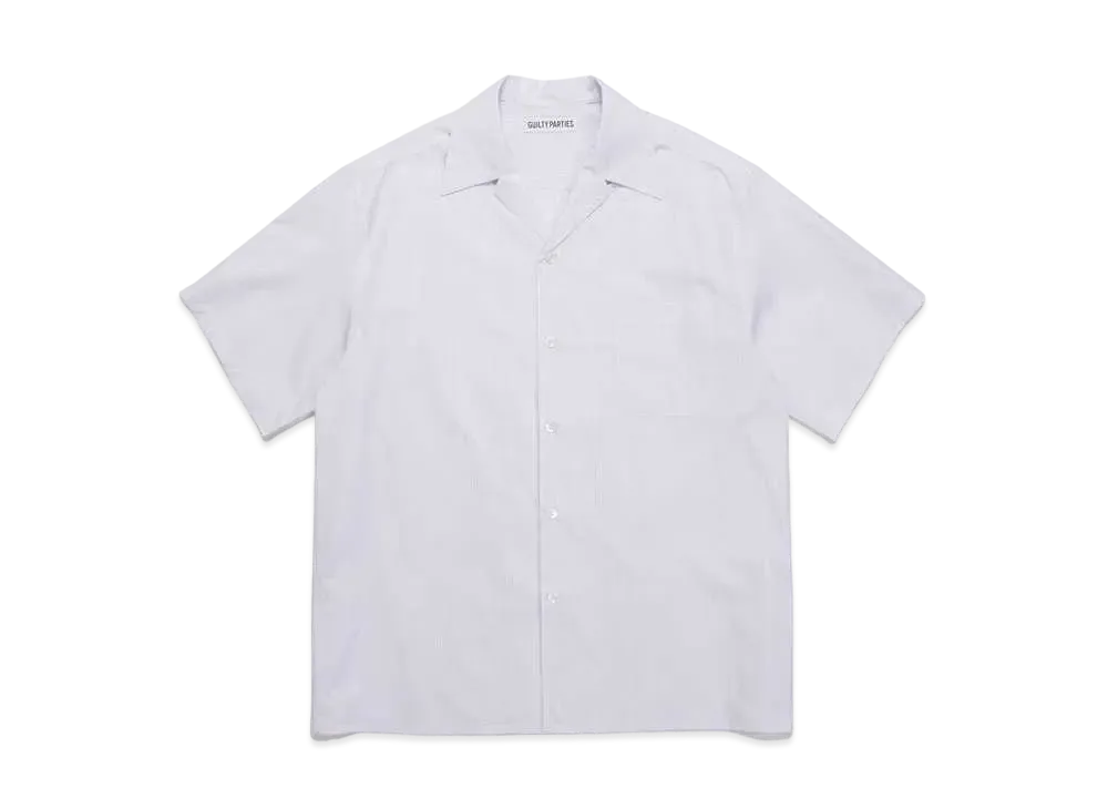 WACKO MARIA STRIPED OPEN COLLAR SHIRT (IMPOET FABRIC / S.I.C.TESS.) "Pink"